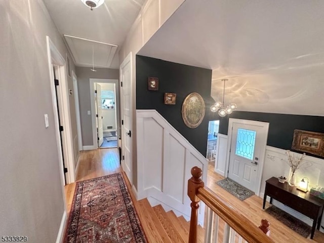 hall featuring light wood-type flooring