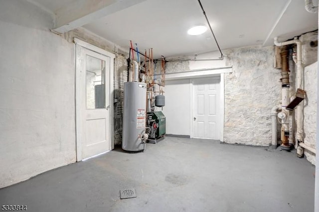 basement featuring water heater