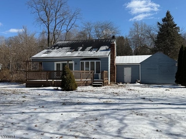 view of front of property with a deck