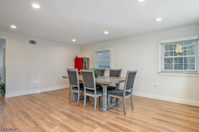 dining area featuring light hardwood / wood-style flooring