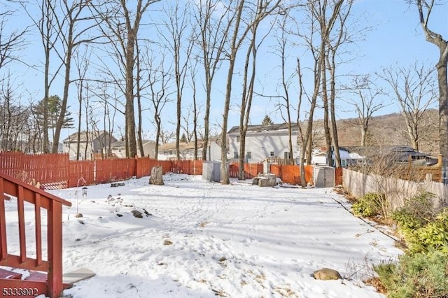 view of yard covered in snow