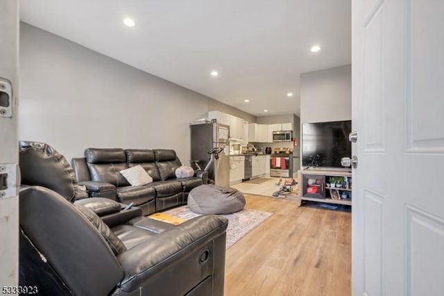 living room featuring light wood-type flooring