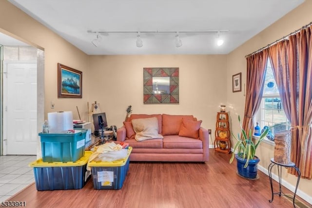 living room with hardwood / wood-style floors