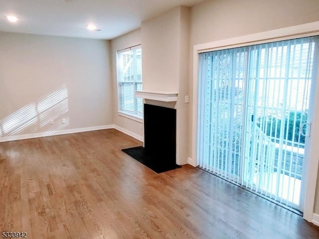 unfurnished living room with wood-type flooring