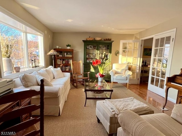 living room with wood finished floors