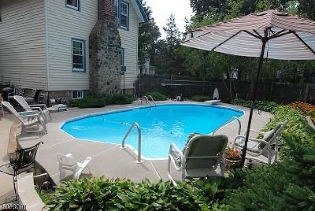 view of swimming pool with a patio