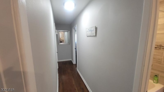 hallway featuring dark wood-type flooring