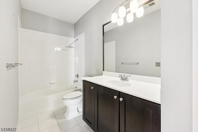 full bathroom with tile patterned floors, vanity, toilet, and shower / bath combination