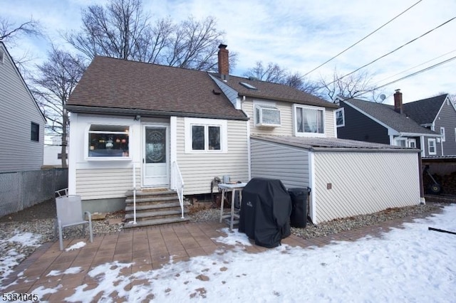 view of snow covered property