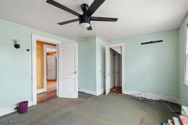 unfurnished bedroom with ceiling fan