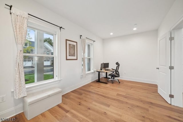 office featuring light wood-type flooring