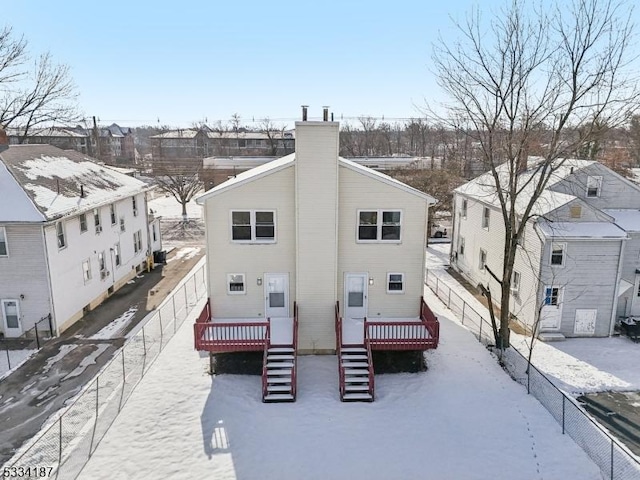 view of snow covered property