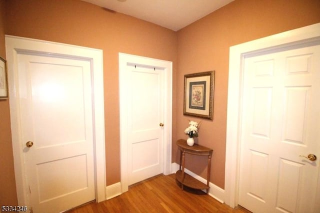 hall featuring hardwood / wood-style floors