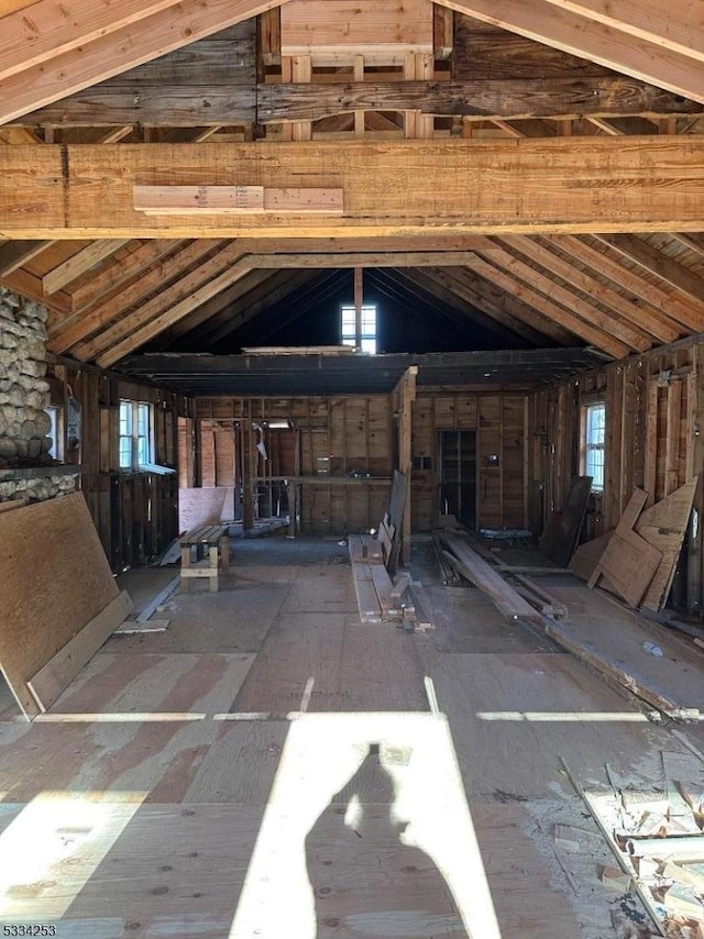 misc room featuring lofted ceiling and a wealth of natural light