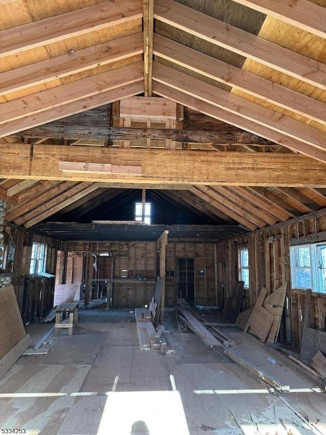 view of unfinished attic