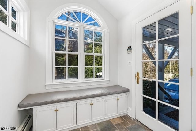 mudroom featuring a baseboard radiator