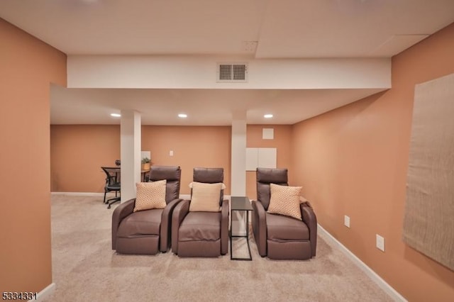 view of carpeted cinema room