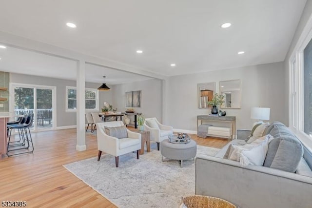 living room with light wood-type flooring