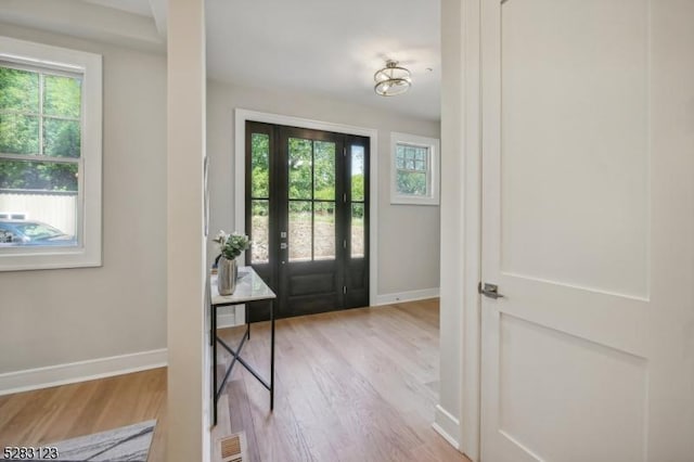 entryway with plenty of natural light and light wood-type flooring