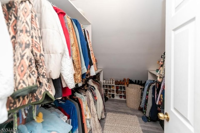 spacious closet featuring light hardwood / wood-style floors