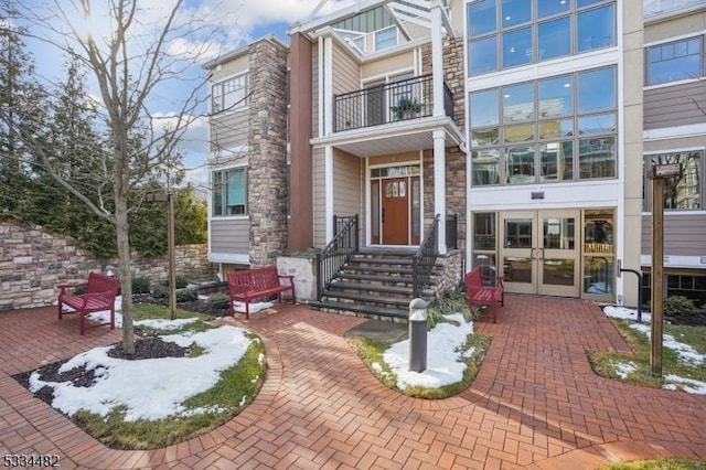 entrance to property featuring french doors