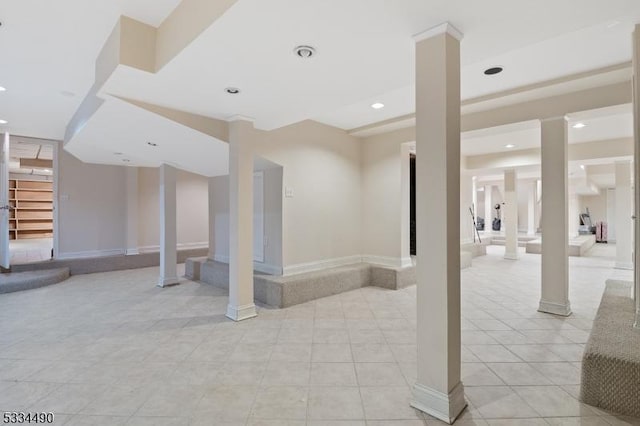 interior space featuring light tile patterned floors