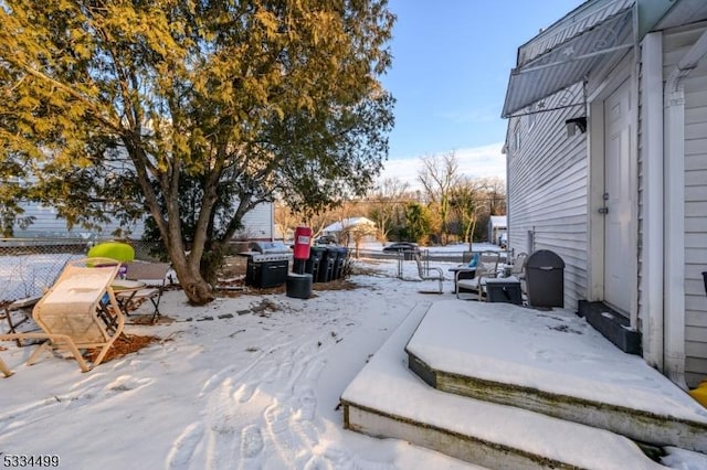 view of yard covered in snow