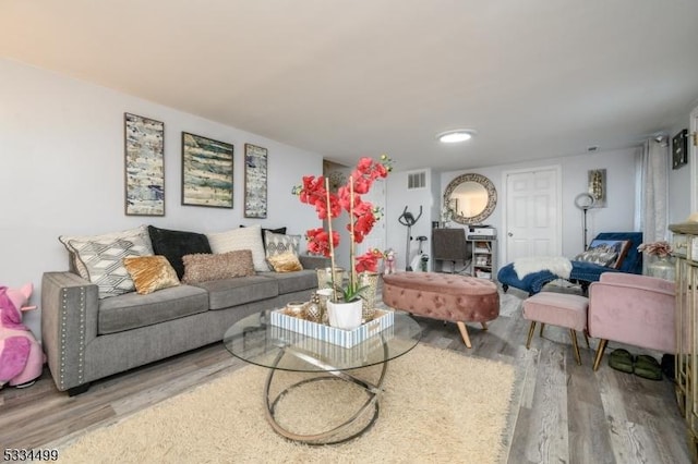 living room featuring light hardwood / wood-style flooring