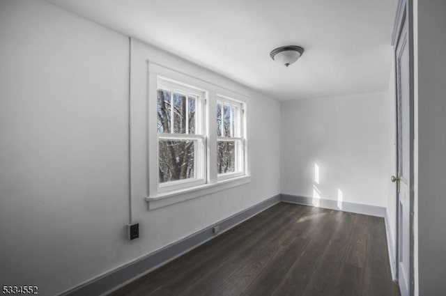 spare room featuring dark wood-type flooring