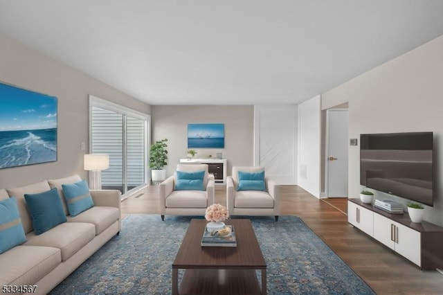 living room featuring dark hardwood / wood-style floors