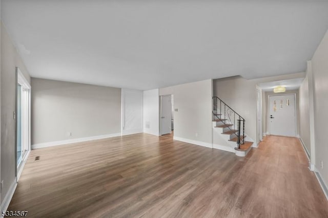 unfurnished living room featuring hardwood / wood-style floors