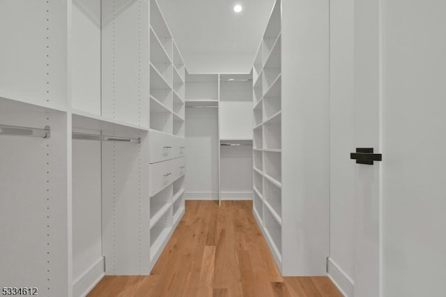 walk in closet featuring wood-type flooring