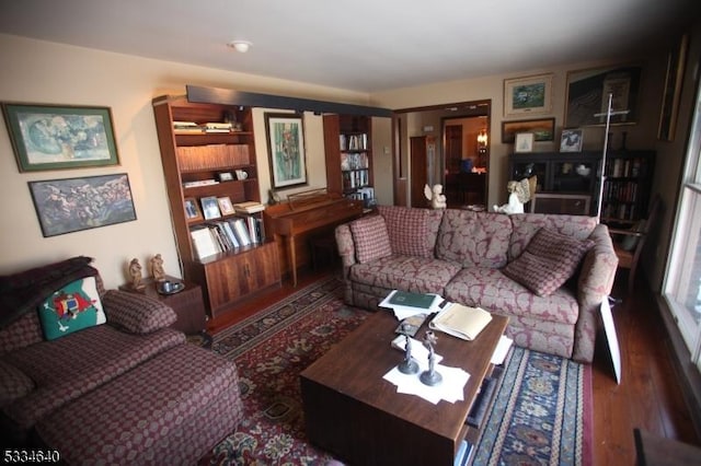 living room featuring dark hardwood / wood-style floors