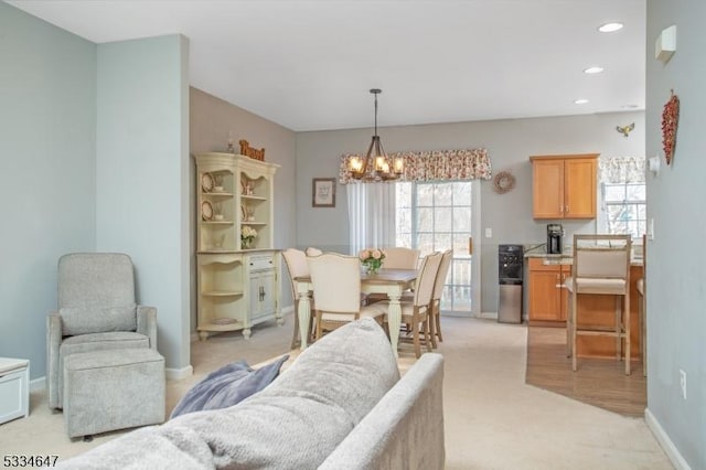 interior space with an inviting chandelier