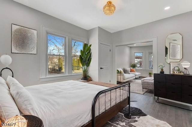 bedroom featuring dark wood-type flooring