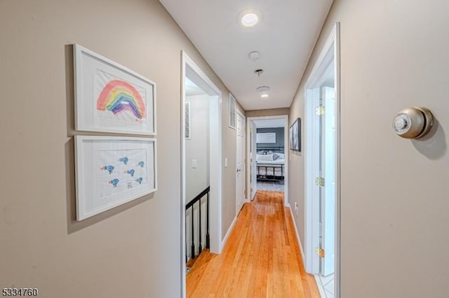 corridor featuring light wood-type flooring