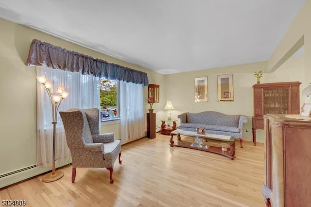 living area featuring light wood-style floors