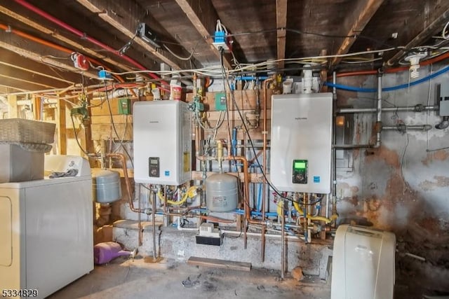 utility room with washer / dryer and tankless water heater