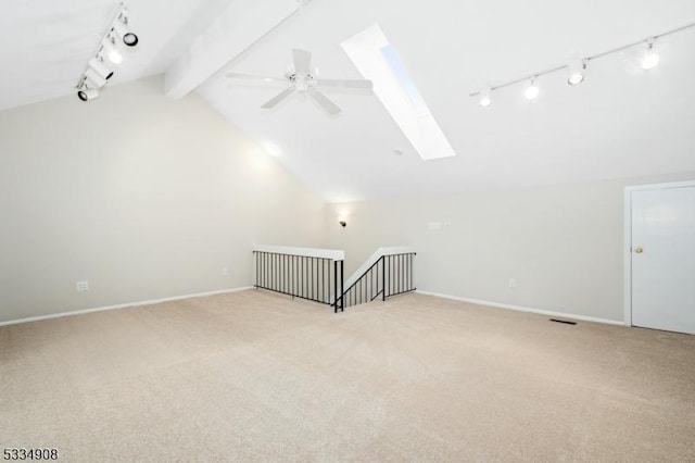 18 Yarmouth Ct, Scotch Plains Twp, NJ 07076 - additional living space featuring a skylight, light carpet, a ceiling fan, and baseboards