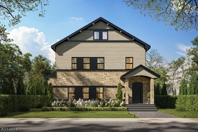 view of front facade featuring stone siding