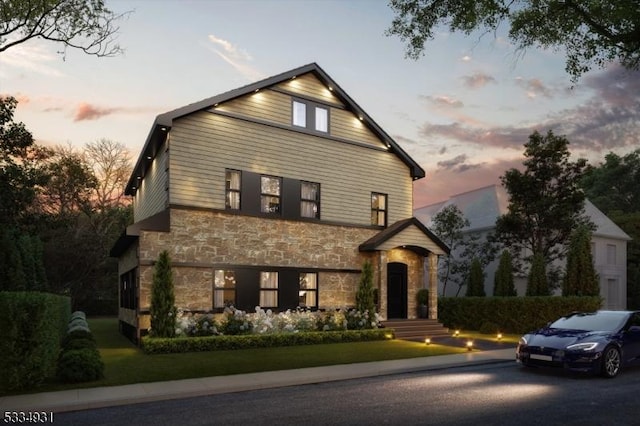 view of front of property featuring stone siding