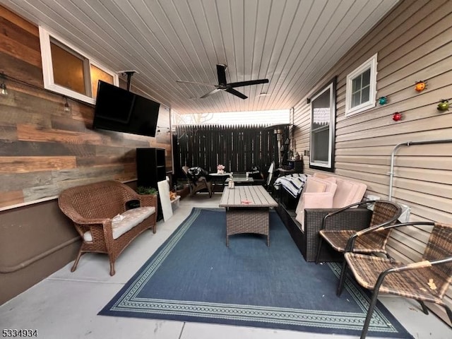 view of patio / terrace featuring an outdoor hangout area and ceiling fan