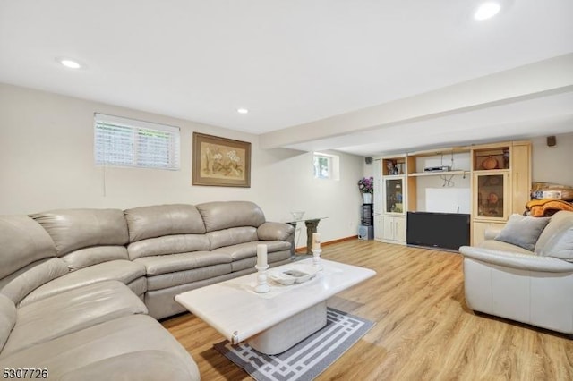 living room featuring light hardwood / wood-style floors