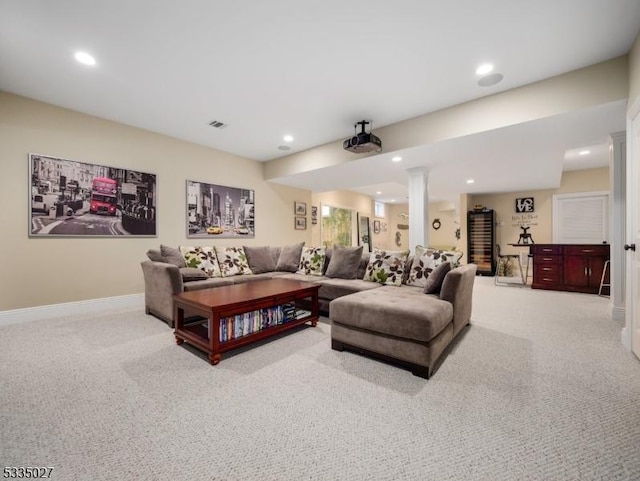 view of carpeted living room