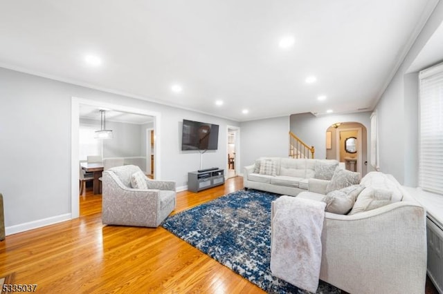 living room with wood-type flooring