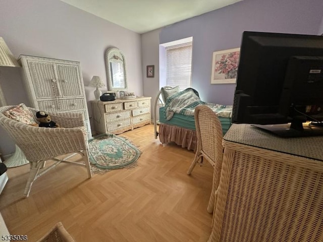 sitting room featuring light parquet floors