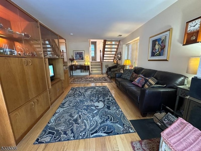 living room featuring light hardwood / wood-style floors