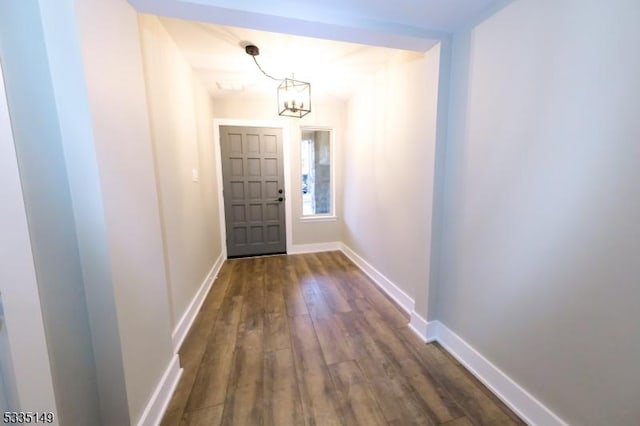 doorway featuring dark wood-type flooring