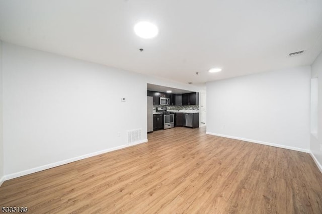 unfurnished living room featuring light hardwood / wood-style flooring