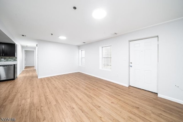 unfurnished living room featuring light hardwood / wood-style floors